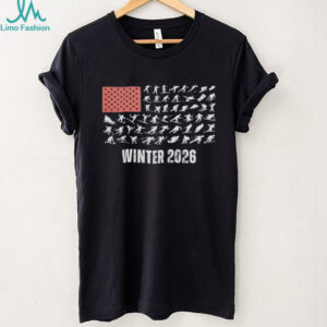 Patriotic USA Winter Sports 2026 USA flag Winter Skier Snowboarder shirt