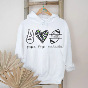 Peace Love Seahawks Seattle Football Fan Leopard Print Heart T Shirt