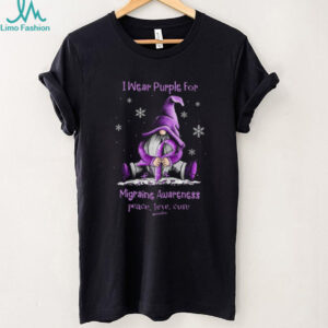 Purple Gnome Migraine Awareness Peace Love Cure Support T Shirt