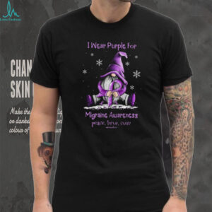 Purple Gnome Migraine Awareness Peace Love Cure Support T Shirt