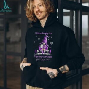 Purple Gnome Migraine Awareness Peace Love Cure Support T Shirt