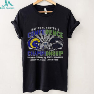 Rams vs. Seahawks 2026 NFC Championship Game Helmet Matchup T Shirt Rams vs. Seahawks 2026 NFC Championship Game Helmet Matchup T Shirt