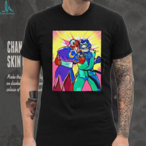 Retro Anime Style Fighting Character Colorful Graphic Gamer T Shirt