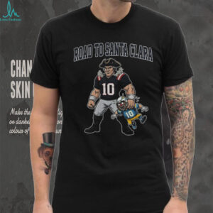 Road To Santa Clara Drake Maye holding Justin Herbert New England Patriots Football cartoon shirt