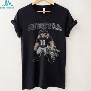 Road To Santa Clara Drake Maye holding Justin Herbert New England Patriots Football cartoon shirt