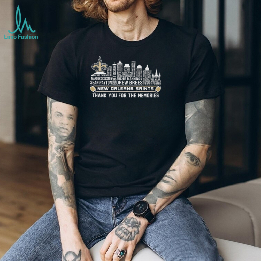 Saints Football Team Player Names and Skyline Graphic T Shirt Saints Football Team Player Names and Skyline Graphic T Shirt