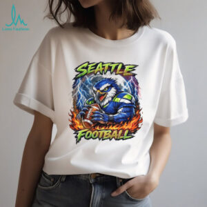 Seattle Football Angry Eagle Mascot Moon and Lightning Graphic T Shirt Seattle Football Angry Eagle Mascot Moon and Lightning Graphic T Shirt