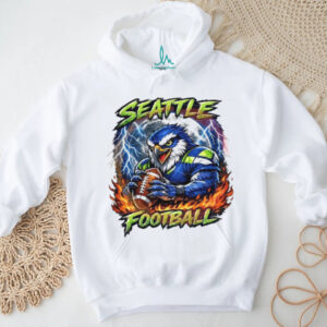 Seattle Football Angry Eagle Mascot Moon and Lightning Graphic T Shirt