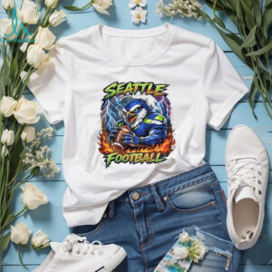 Seattle Football Angry Eagle Mascot Moon and Lightning Graphic T Shirt