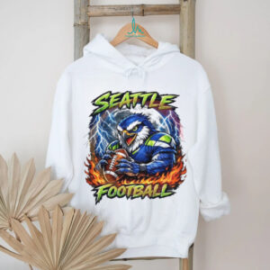 Seattle Football Angry Eagle Mascot Moon and Lightning Graphic T Shirt
