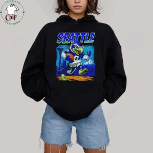 Seattle Football Skyline Mascot Running Graphic Tee