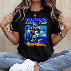 Seattle Football Skyline Mascot Running Graphic Tee