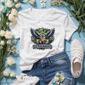 Seattle Seahawks Established 1976 Majestic Hawk Skyline T Shirt