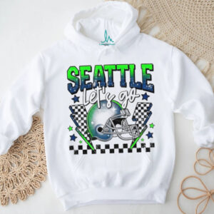 Seattle Seahawks Football Let's Go Helmet Retro Racing Theme T Shirt