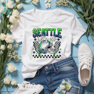 Seattle Seahawks Football Let's Go Helmet Retro Racing Theme T Shirt