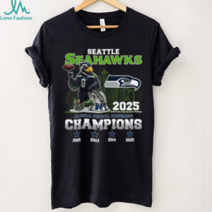 Seattle Seahawks NFC Champions 2025 T Shirt Mascot & Trophy Graphic Tee