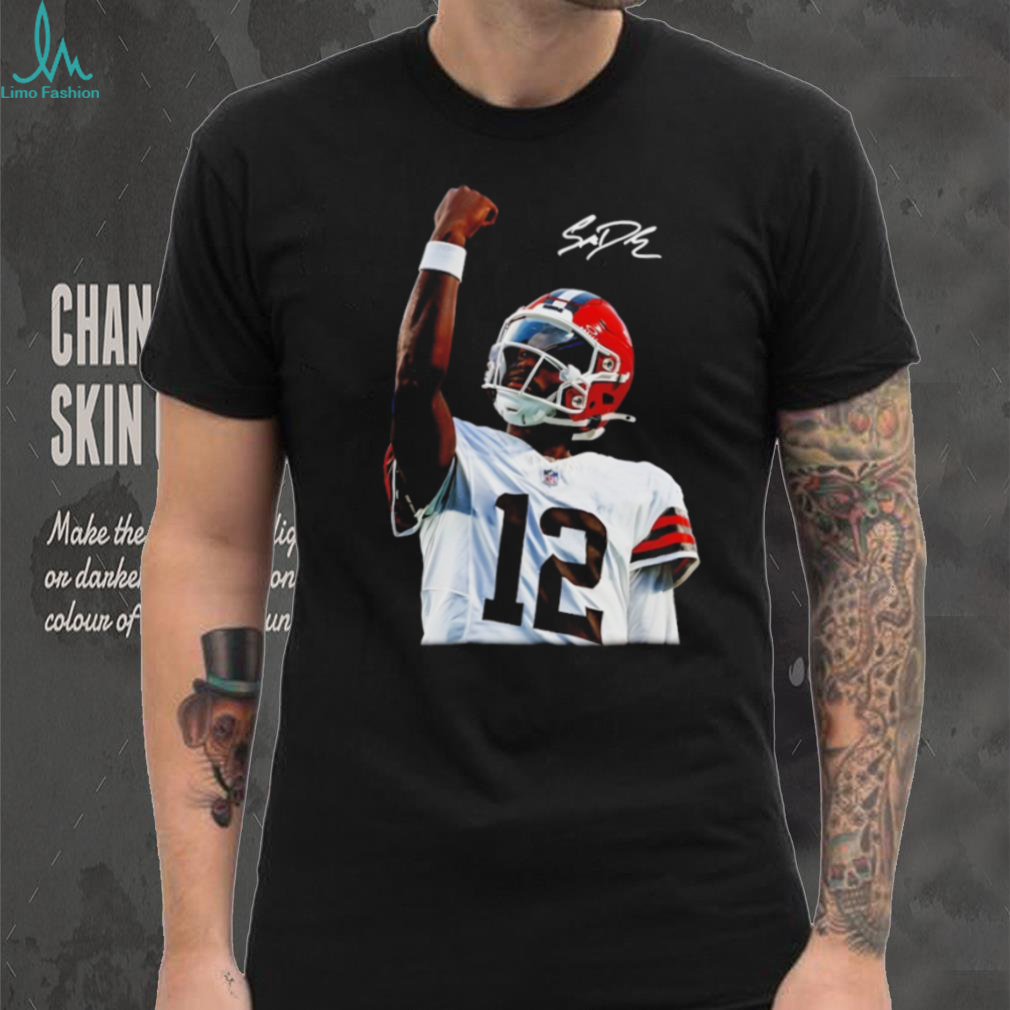 Shedeur Sanders 12 signature Cleveland football NFL shirt Shedeur Sanders 12 signature Cleveland football NFL shirt