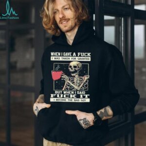 Skeleton Drinking Coffee I Become The Bad Guy Funny T Shirt