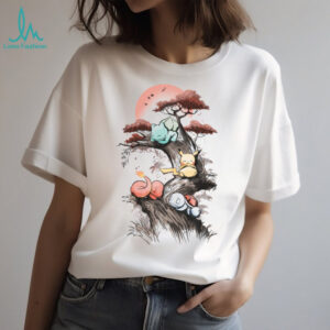 Sleeping Pokémon Starters Japanese Ink Wash Style Nature T Shirt