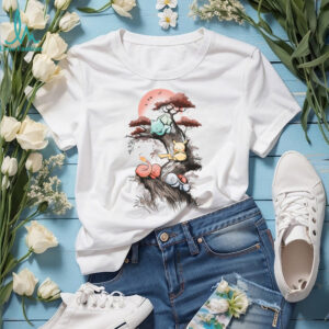 Sleeping Pokémon Starters Japanese Ink Wash Style Nature T Shirt