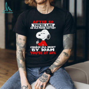 Snoopy after 50 you’re like an old phone battery charge all night by 10 am you’re at 60 shirt