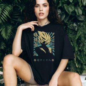 Super Saiyan Goku Silhouette Japanese Kanji Sunburst Tee