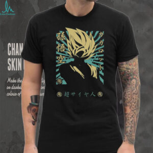 Super Saiyan Goku Silhouette Japanese Kanji Sunburst Tee