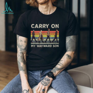 Supernatural Winchester Brothers Carry On My Wayward Son Vintage Retro T Shirt