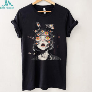 Surreal Horror Anime Girl Multi Eye Print Streetwear T Shirt