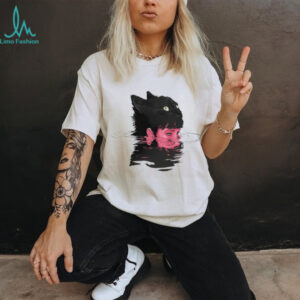 Surrealism Black Cat Head Girl Swimming Aesthetic Acid Wash Graphic T Shirt