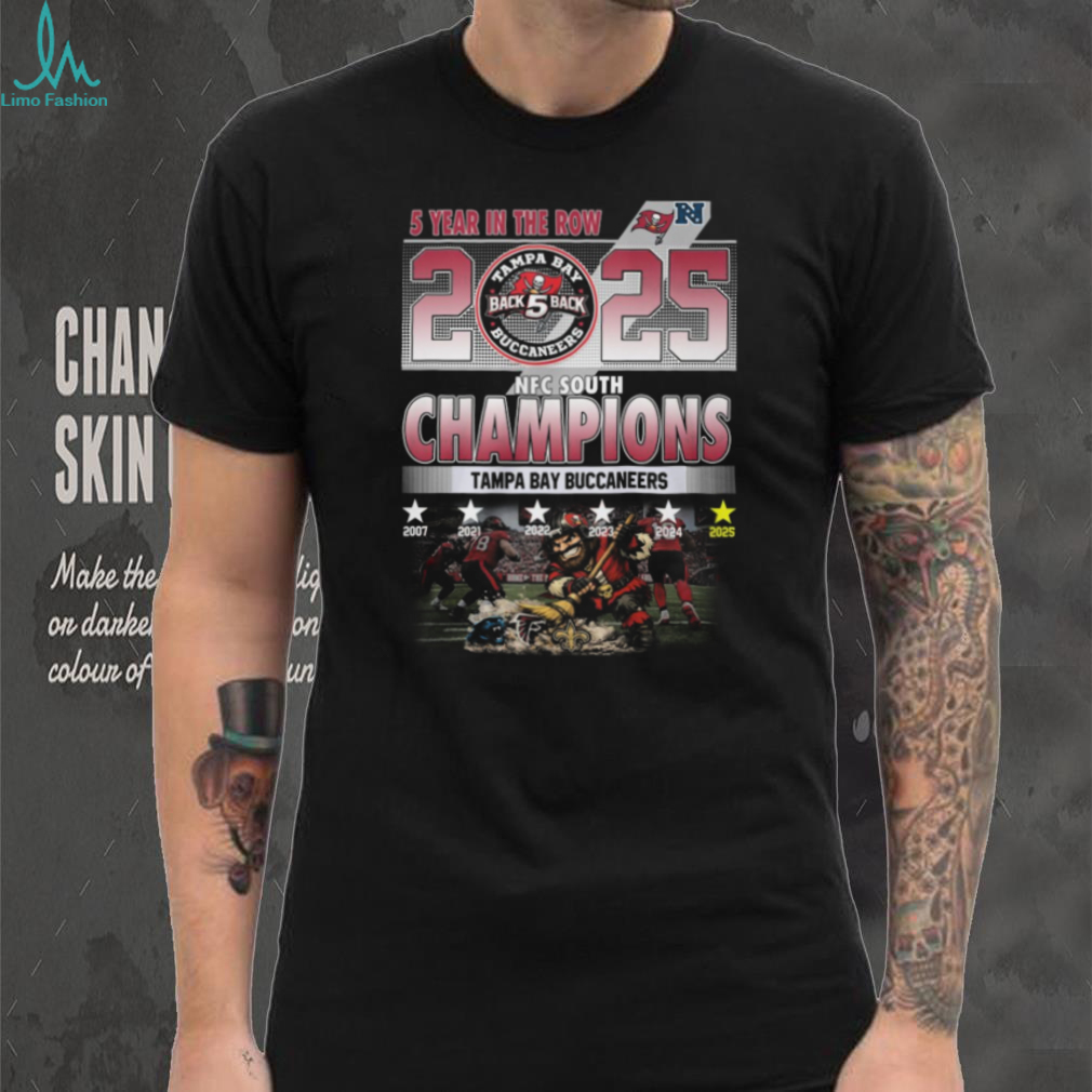 Tampa Bay Buccaneers 5 Peat NFC South Champions T Shirt Tampa Bay Buccaneers 5 Peat NFC South Champions T Shirt