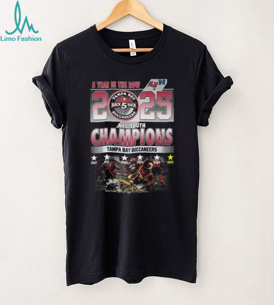 Tampa Bay Buccaneers 5 Peat NFC South Champions T Shirt Tampa Bay Buccaneers 5 Peat NFC South Champions T Shirt