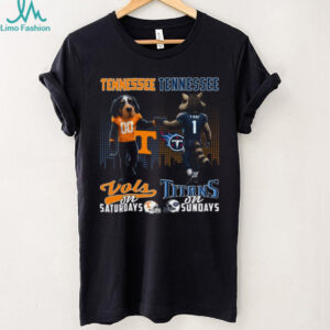 Tennessee Vols on Saturdays vs. Titans on Sundays Mascot City Skyline T Shirt