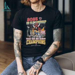 Texas Tech Red Raiders 2025 Big 12 Football Champions Mascot Short Sleeve T Shirt