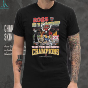 Texas Tech Red Raiders 2025 Big 12 Football Champions Mascot Short Sleeve T Shirt