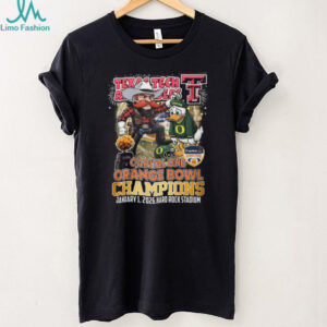 Texas Tech Red Raiders 2026 Orange Bowl Champions Mascot Vs Duck Victory Tee