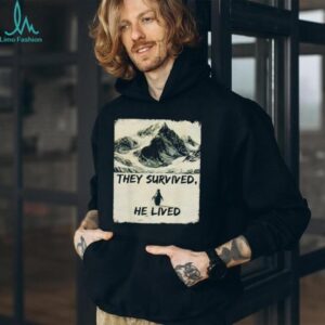 “They Survived, He Lived” Penguin Mountain Landscape T Shirt