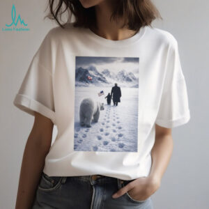 Trump Walking with Polar Bear and Penguin Arctic Expedition T Shirt