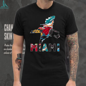 Unique Miami Team Logos Florida Map T Shirt