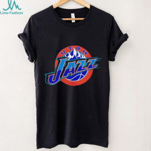 Utah Jazz Vintage Mountain Logo Retro Basketball Navy T Shirt