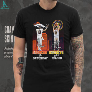 Bo Nix Denver Broncos Nikola Jokic Nuggets City Skyline Signatures Shirt