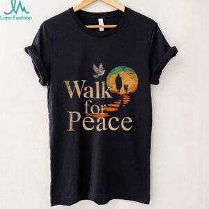 Vintage Style “Walk For Peace” Silhouette Sun & Dove Graphic Tee