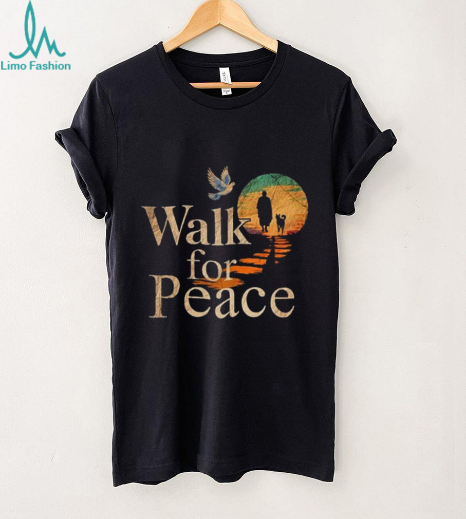 Vintage Style “Walk For Peace” Silhouette Sun & Dove Graphic Tee Vintage Style “Walk For Peace” Silhouette Sun & Dove Graphic Tee