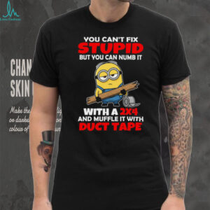 You Can't Fix Stupid But You Can Numb It With A 2X4 And Muffle It With Duct Tape Minion Shirt