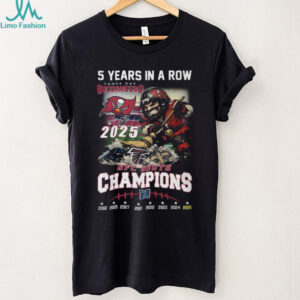 Tampa Bay Buccaneers 5 Years In A Row NFC South Champions T Shirt