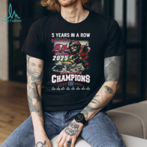 Tampa Bay Buccaneers 5 Years In A Row NFC South Champions T Shirt