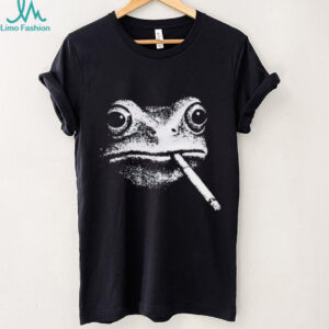 Smoking Frog Vintage Aesthetic T Shirt Grumpy Toad Black and White Design