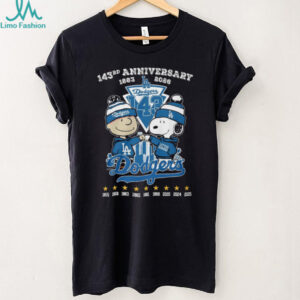 143rd Anniversary Los Angeles Dodgers 1883 2026 Charlie Brown and Snoopy T Shirt