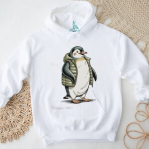 Adorable Baby Penguin Wearing Green Puffer Vest T Shirt