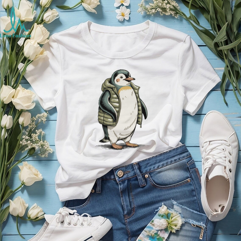 Adorable Baby Penguin Wearing Green Puffer Vest T Shirt Adorable Baby Penguin Wearing Green Puffer Vest T Shirt